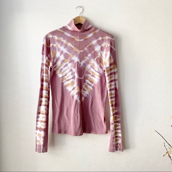 Free People Psychedelic tie dye turtleneck top - Picture 2 of 3